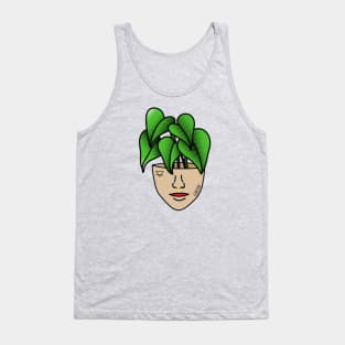 Tropical Plant Person With Face Tattoos and Septum Piercing Tank Top